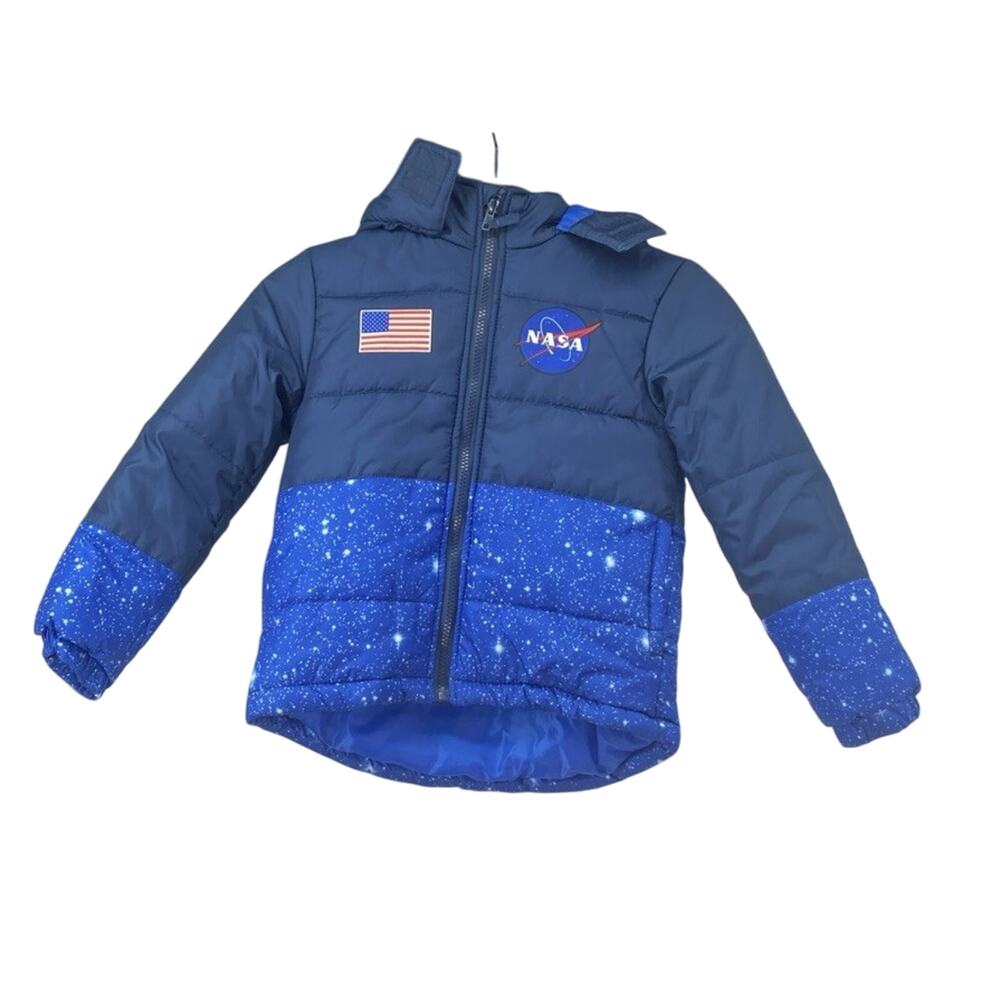 NASA Blue Puffer Youth Size 6 Jacket Full Zip Hood